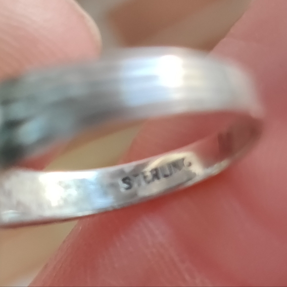 Antique sterling Edwardian marcasite and green onyx gemstone ring - Picture 4 of 4